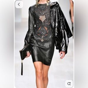 KTZ London couture designer leather dress - size 00-2, NWOT
